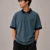 Men's Contrast Collar Relaxed Prada Polo Shirt